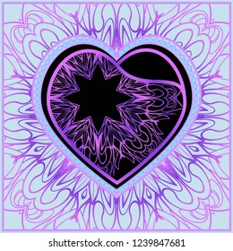 Invitation card with heart and floral ornament. Vector illustration. Template design for greeting and wedding card.
