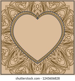 Invitation card with heart and floral ornament. Vector illustration. Template design for greeting and wedding card.