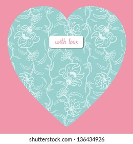 Invitation card with heart and flower
