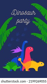 Tarjeta de invitación. Ilustración de los dinosaurios