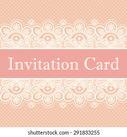 Invitation card. Lace background with a place for text. Vintage lace vector design.