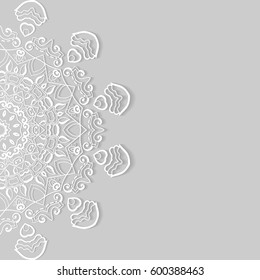 Invitation or Card with lace border pattern, mandala element. Decorative openwork filigree template for Wedding, Valentine's day greeting cards, Birthday Invitations. Abstract doodle floral background