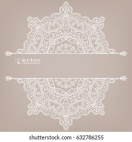 Invitation or Card with lace border pattern, mandala element. Decorative openwork filigree template for Wedding, Valentine's day greeting cards, Birthday Invitations. Abstract doodle floral background