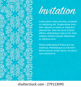 Invitation card with the lace elements in an oriental ornament. Fully editable vector illustration. Ideally suited for textile, ceramic industry or  stationery.