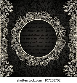 Invitation card with lace frame and borders. Can be used as vintage frame, seamless paisley wallpaper etc.