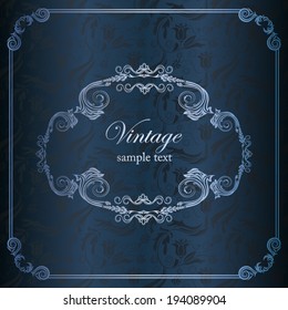 Invitation card lace on seamless damask pattern