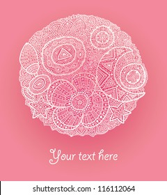 Invitation card with lace ornament. Template frame design for card.