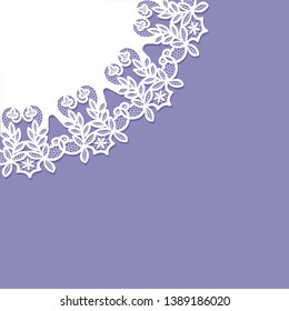 invitation card with lace pattern on purple background