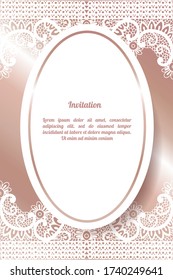 Invitation card with lace patterns, 
decorative design, vector illustration