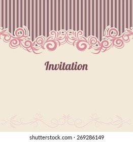 Invitation card line drawing design elements vintage dividers. Vector illustration. Can use for wedding invitations. 