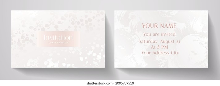Invitation card with luxury abstract paint texture. White premium background template for invite design, prestigious Gift card, voucher or luxe name card