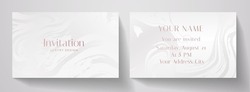 Invitation Card With Luxury Marble Texture In White Color. Formal Premium Background Template For Invite Design, Prestigious Gift Card, Voucher Or Lux Name Card