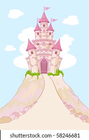 Invitation Card With Magic Fairy Tale Princess Castle