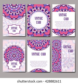 Invitation card with mandala. Decorative vector flyer oriental design. Vintage oriental pattern