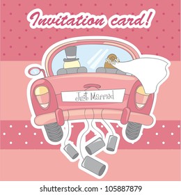 invitation card for marriage over pink background. vector