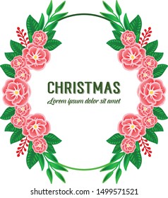 Invitation card merry christmas with shape circle of rose flower frame. Vector
