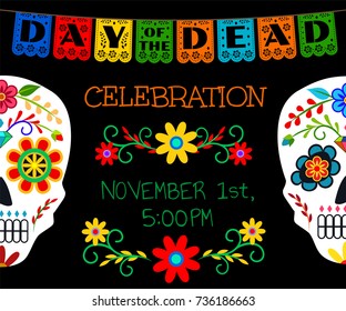 Invitation card for mexican Day of the Dead, Dia de los Muertos