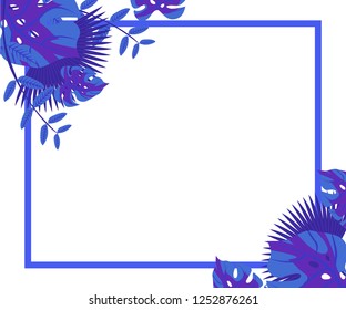 invitation card monstera proton purple, background tropical leaves plastic pink, flower frame monstera ufo green