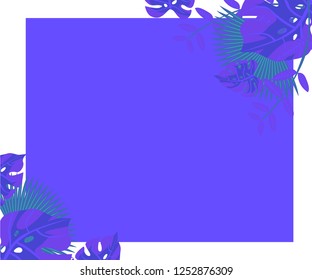 invitation card monstera proton purple, background tropical leaves plastic pink, flower frame monstera ufo green