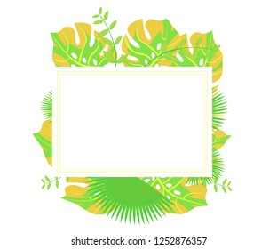 invitation card monstera proton purple, background tropical leaves plastic pink, flower frame monstera ufo green