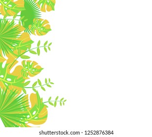 invitation card monstera proton purple, background tropical leaves plastic pink, flower frame monstera ufo green