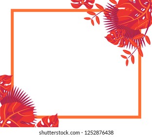 invitation card monstera proton purple, background tropical leaves plastic pink, flower frame monstera ufo green