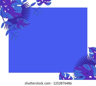 invitation card monstera proton purple, background tropical leaves plastic pink, flower frame monstera ufo green
