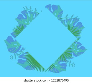 invitation card monstera proton purple, background tropical leaves plastic pink, flower frame monstera ufo green