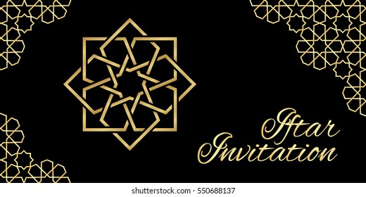 Invitation card with moroccan ornament, Ramadan Kareem Iftar party celebration.