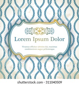 Invitation card with nautical rope decor - rope pattern in blue color
