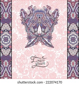 invitation card with neat ethnic background, royal ornamental design element for menu, packing, web decoration, book cover, brochure and other, vector illustration