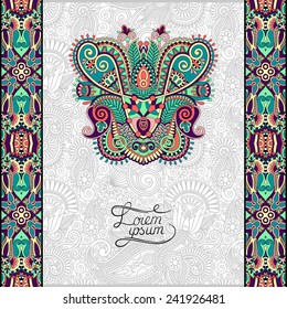 invitation card with neat ethnic background, royal ornamental design element for packing, web decoration, book cover, brochure and other, vector illustration