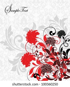 INVITATION CARD ON ABSTRACT FLORAL BACKGROUND
