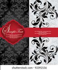 INVITATION CARD ON ABSTRACT FLORAL BACKGROUND