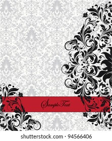 INVITATION CARD ON ABSTRACT FLORAL BACKGROUND