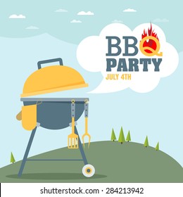 Invitation card on the barbecue