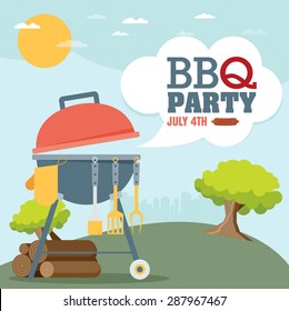 Invitation card on the barbecue