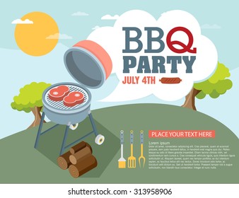 Invitation card on the barbecue