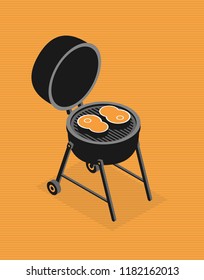Invitation card on the barbecue flat vector