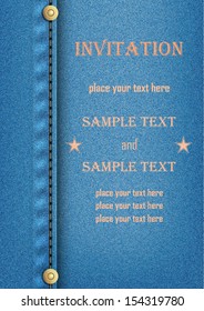 Invitation card on denim background