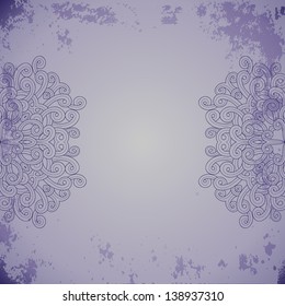 Invitation card on grunge background with lace ornament