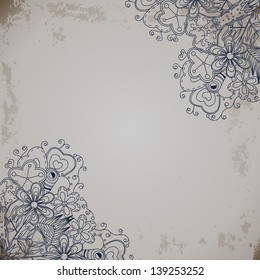 Invitation card on grunge background with lace ornament