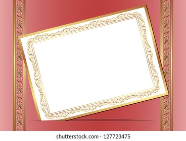 invitation card on red background with gold ornaments