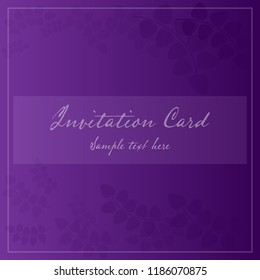 Invitation card on violet background vector illustration.