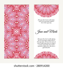 Invitation card on wedding. Background with ornament. Vector illustration.
