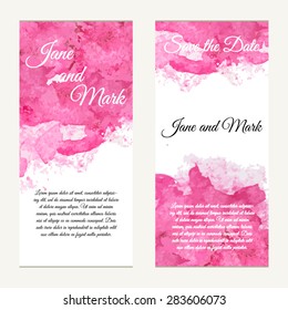 Invitation card on wedding, birthday. Background with watercolor element. Vector illustration.