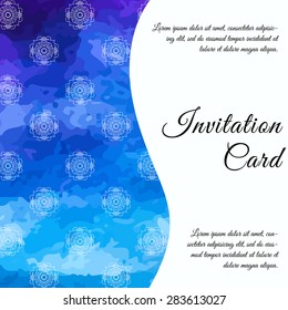 Invitation card on wedding, birthday. Background with watercolor element. Vector illustration.