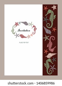 Invitation card on a white background. Marine theme. Just write the text.
