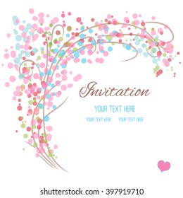 Invitation  card on white background with space for text.  Wedding invitation, valentines day, birthday cards. Vector