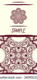 Invitation card in oriental tribal style. Mandala like flower and a lot of copyspace. Islamic, arabic, indian, ottoman, asian motifs. flayer design